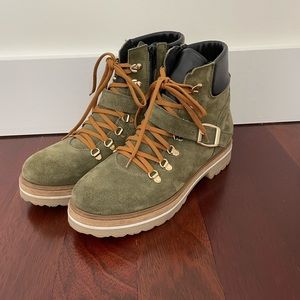 Gorsuch Dirndl + Bua Devin Suede Winter Boot Olive Green, US 9/EU, Side Zip